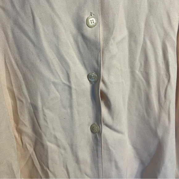 Vintage Briggs Cream Crinkle Textured Button Front Long Sleeve Top Size Large - Picture 4 of 11
